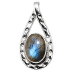 Blue Labradorite 925 Sterling Silver Pendant Necklace Jewelry SP01112