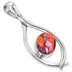 Kingman Orange Dahlia Turquoise 925 Sterling Silver Pendant Necklace Jewelry SP01115