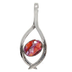 Kingman Orange Dahlia Turquoise 925 Sterling Silver Pendant Necklace Jewelry SP01115