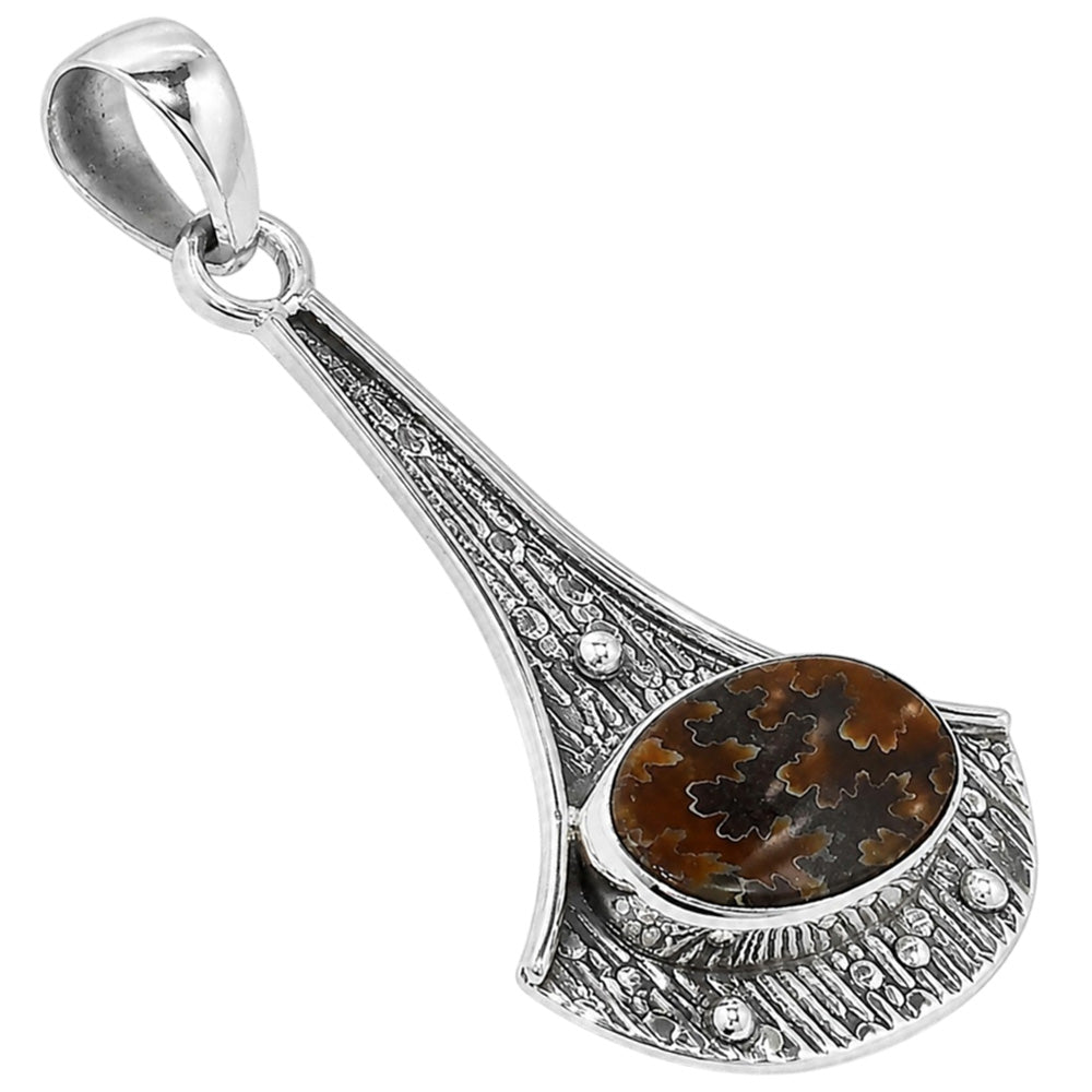 Sutured Ammonite 925 Sterling Silver Pendant Necklace Jewelry SP01117