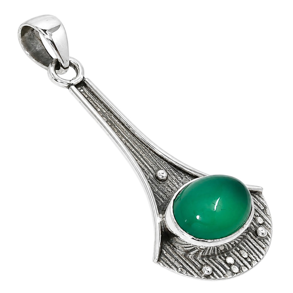 Green Onyx 925 Sterling Silver Pendant Necklace Jewelry SP01118