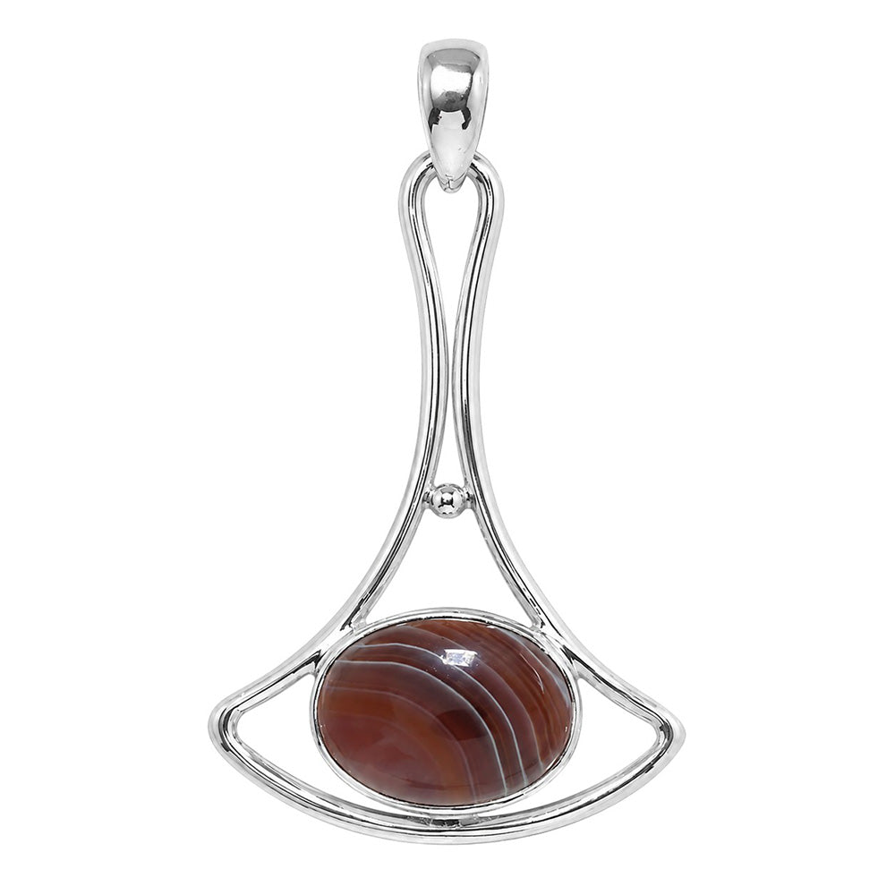 Black Botswana Agate 925 Sterling Silver Pendant Necklace Jewelry SP01119