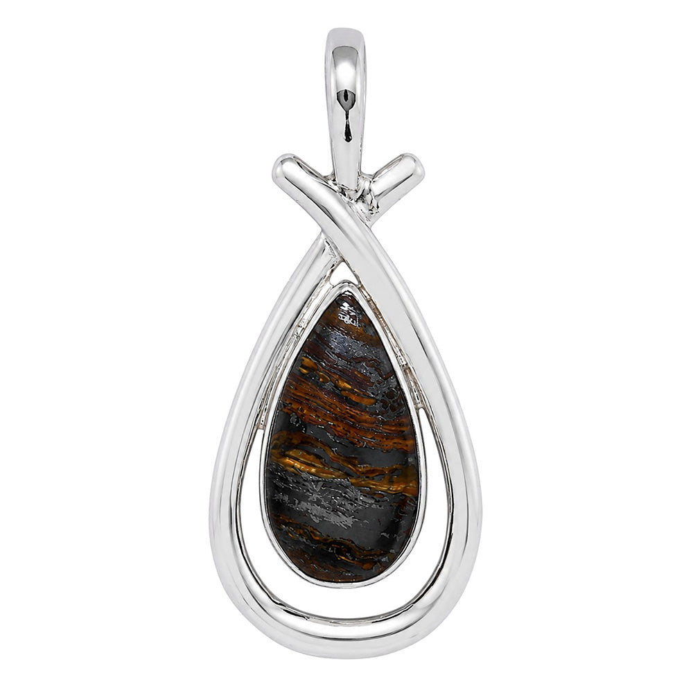 Iron Tiger Eye 925 Sterling Silver Pendant Necklace Jewelry SP01120