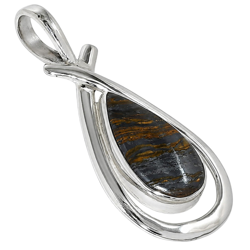 Iron Tiger Eye 925 Sterling Silver Pendant Necklace Jewelry SP01120