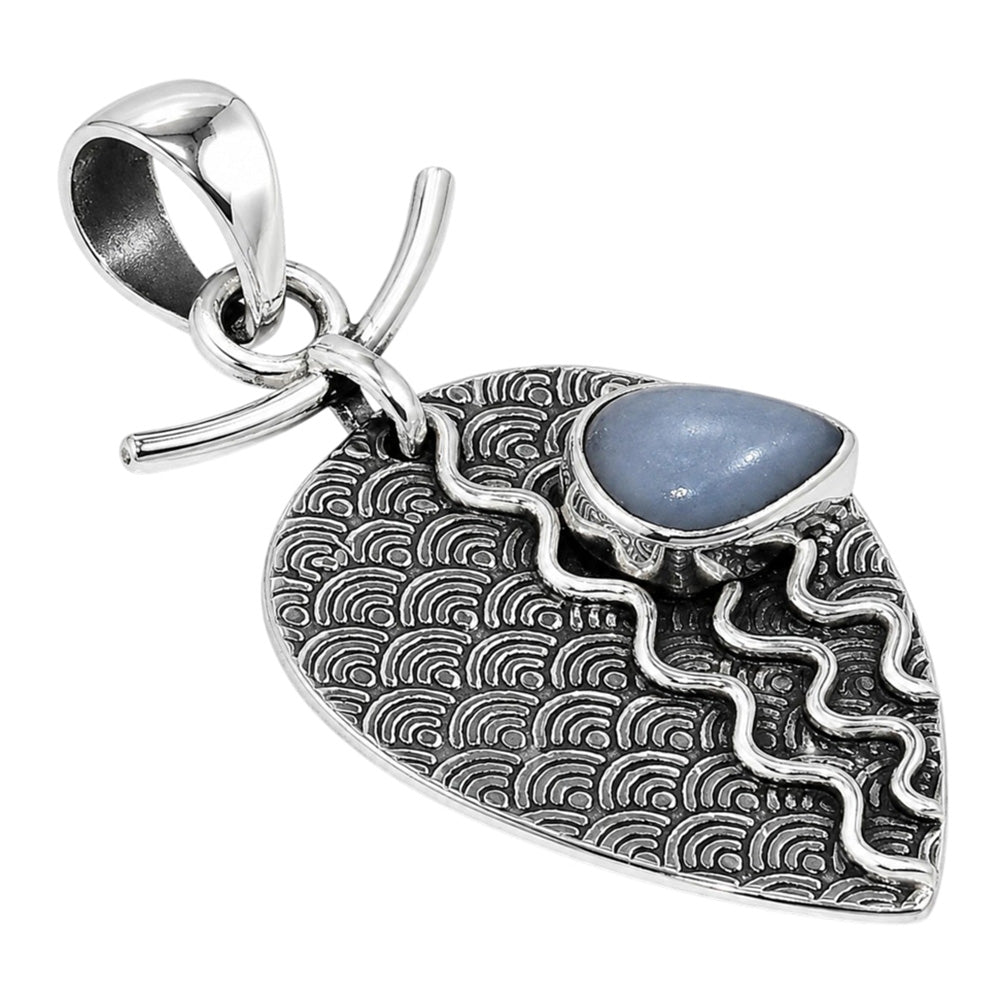 Angelite 925 Sterling Silver Pendant Necklace Jewelry SP01122
