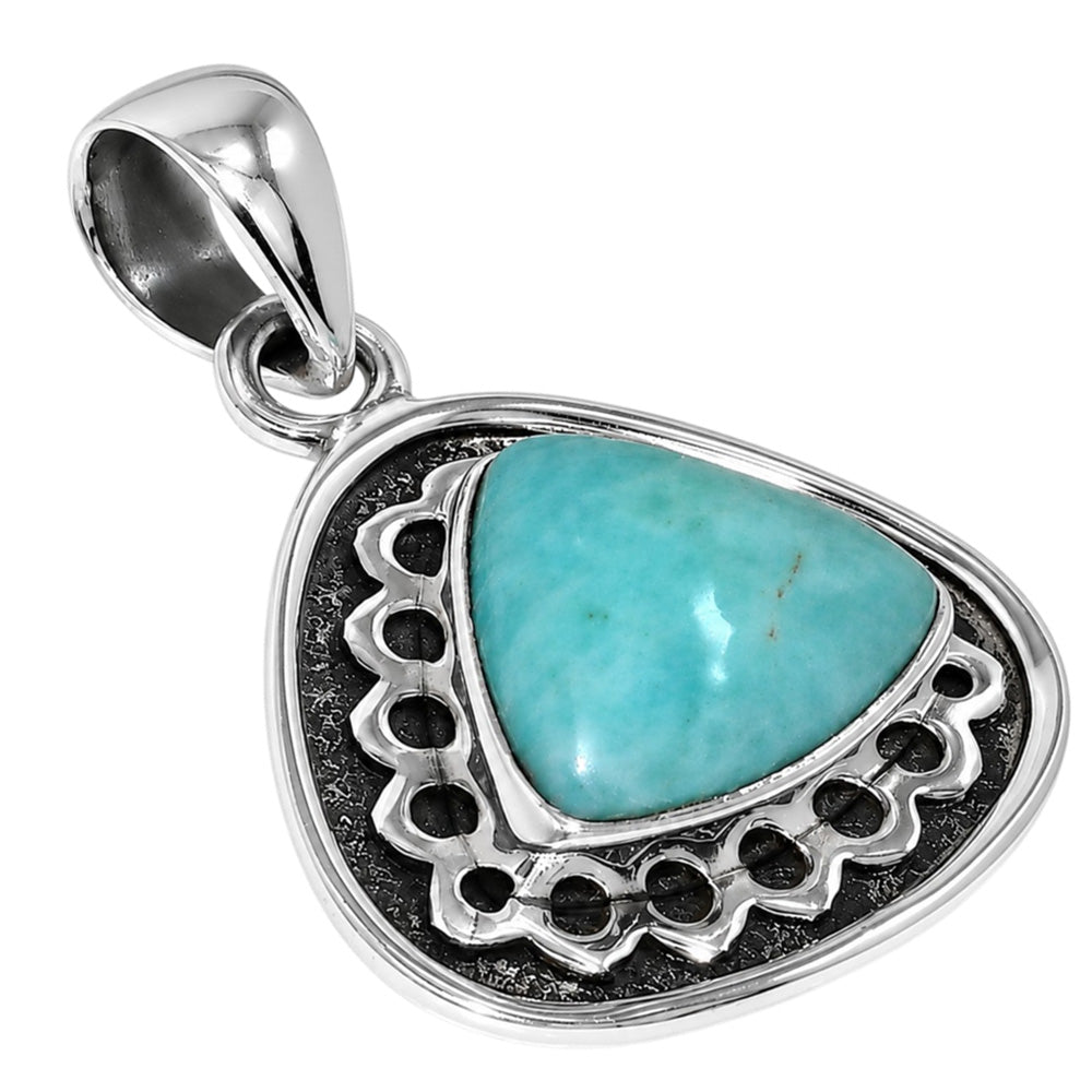 Paraiba Amazonite 925 Sterling Silver Pendant Necklace Jewelry SP01123