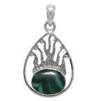 Fire Flame - Malachite Eye 925 Sterling Silver Pendant Necklace Jewelry SP01124