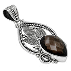 Smoky Quartz Checker Briolette 925 Sterling Silver Pendant Necklace Jewelry SP01125