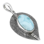 Larimar (Dominican Republic) 925 Sterling Silver Pendant Necklace Jewelry SP01126