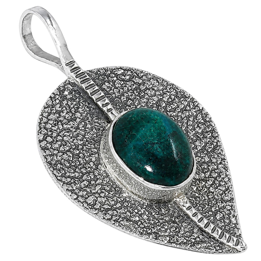 Azurite Chrysocolla 925 Sterling Silver Pendant Necklace Jewelry SP01127