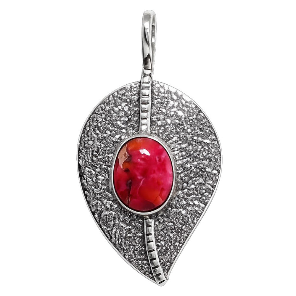 Kingman Orange Dahlia Turquoise 925 Sterling Silver Pendant Necklace Jewelry SP01128