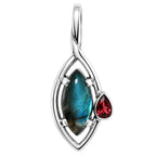 Blue Labradorite and Hessonite Garnet 925 Sterling Silver Pendant Necklace Jewelry SP01130