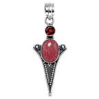 Pink Tulip Quartz and Hessonite Garnet 925 Sterling Silver Pendant Necklace Jewelry SP01131