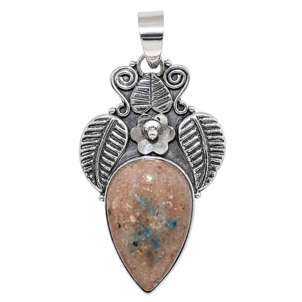 Leaf - Cavansite 925 Sterling Silver Pendant Necklace Jewelry SP01134