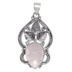 Rose Quartz Checker 925 Sterling Silver Pendant Necklace Jewelry SP01135