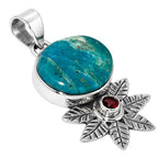 Peruvian Opalina and Hessonite Garnet 925 Sterling Silver Pendant Necklace Jewelry SP01137