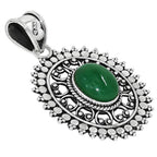 Filigree - Chrysoprase 925 Sterling Silver Pendant Necklace Jewelry SP01139