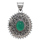 Filigree - Chrysoprase 925 Sterling Silver Pendant Necklace Jewelry SP01139