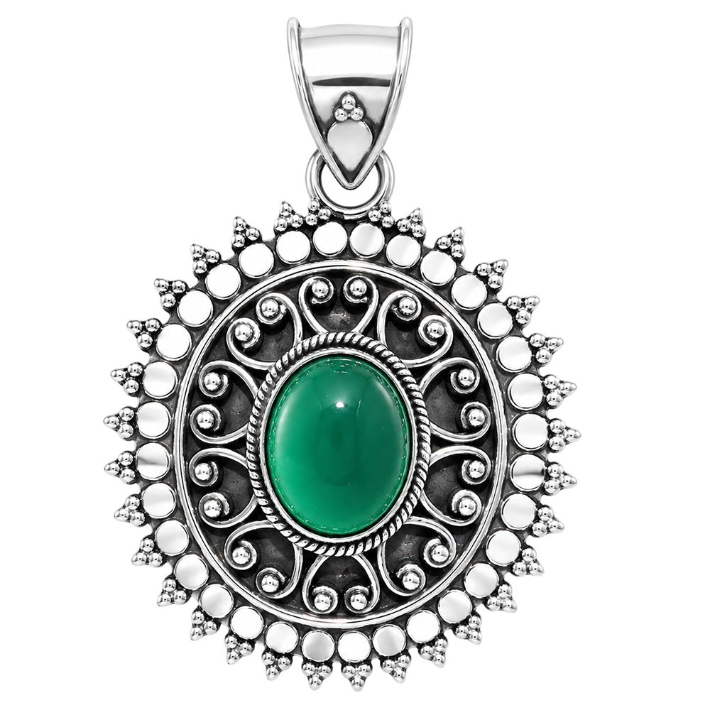 Green Onyx 925 Sterling Silver Pendant Necklace Jewelry SP01140