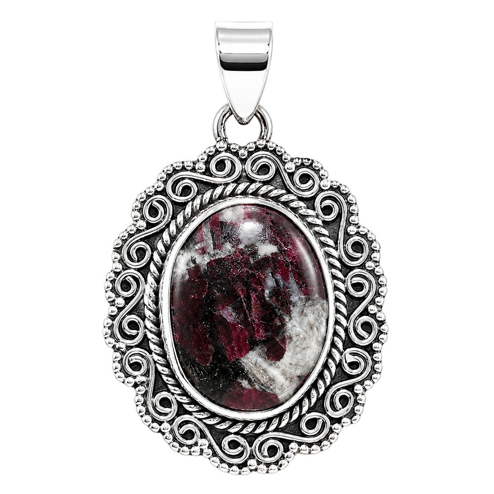 Russian Eudialyte 925 Sterling Silver Pendant Necklace Jewelry SP01142