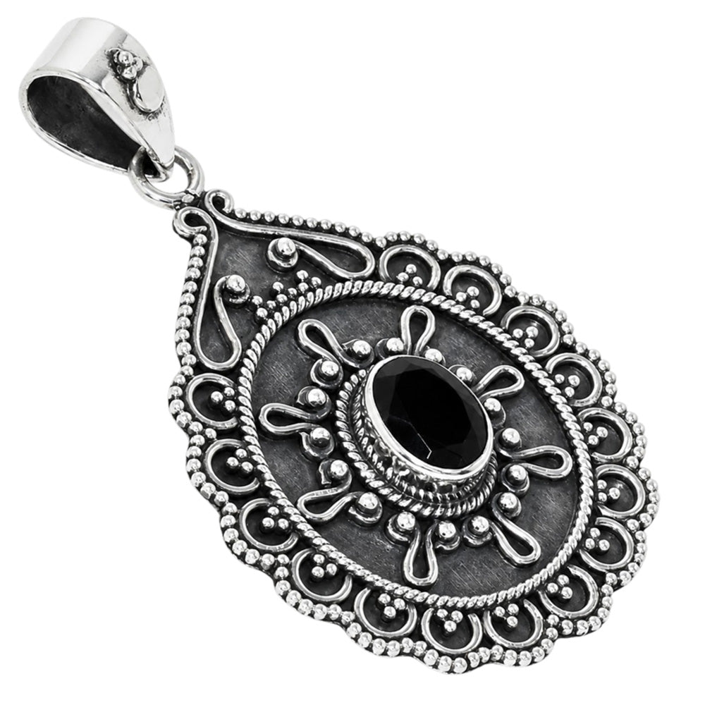 Black onyx 925 Sterling Silver Pendant Necklace Jewelry SP01143