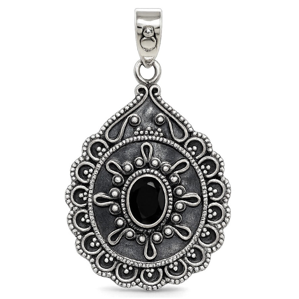 Black onyx 925 Sterling Silver Pendant Necklace Jewelry SP01143