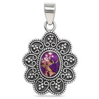 Copper Purple Turquoise 925 Sterling Silver Pendant Necklace Jewelry SP01144