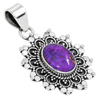 Filigree - Copper Purple Turquoise 925 Sterling Silver Pendant Necklace Jewelry SP01145