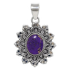 Filigree - Copper Purple Turquoise 925 Sterling Silver Pendant Necklace Jewelry SP01145