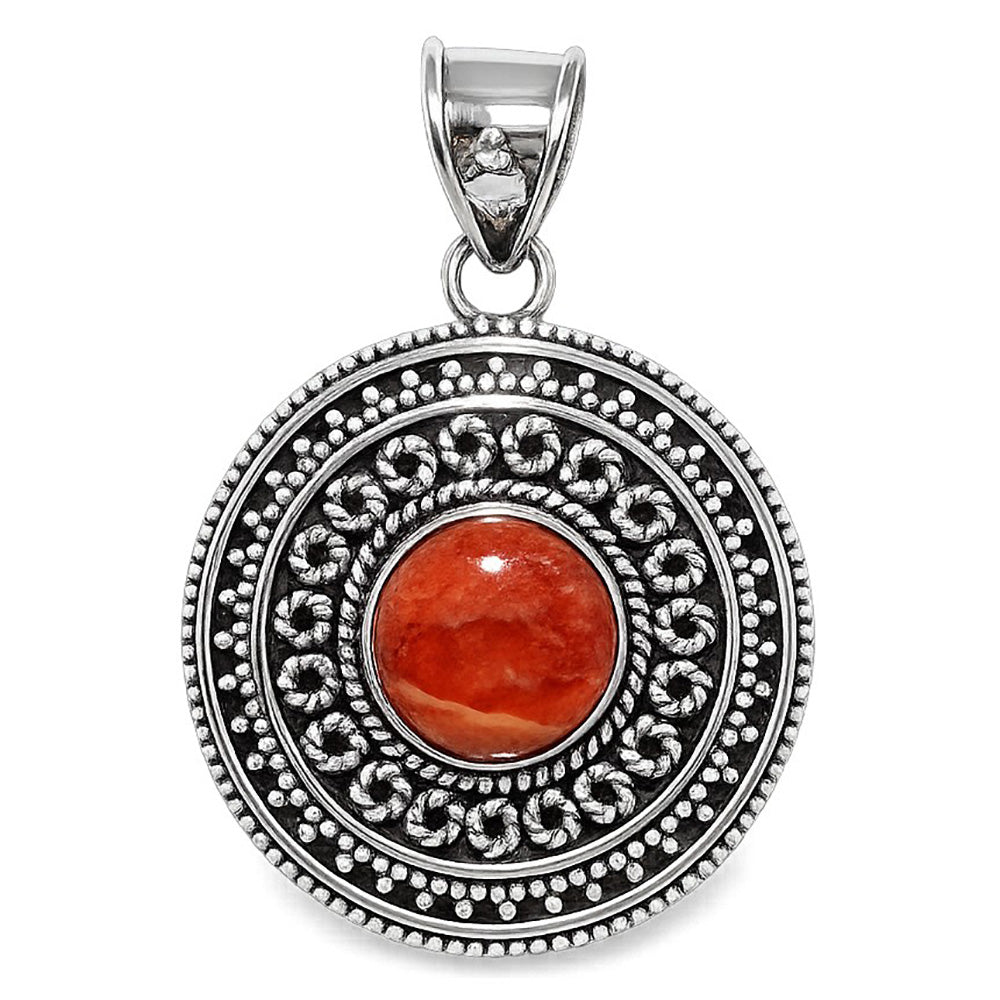 Red Sponge Coral 925 Sterling Silver Pendant Necklace Jewelry SP01146