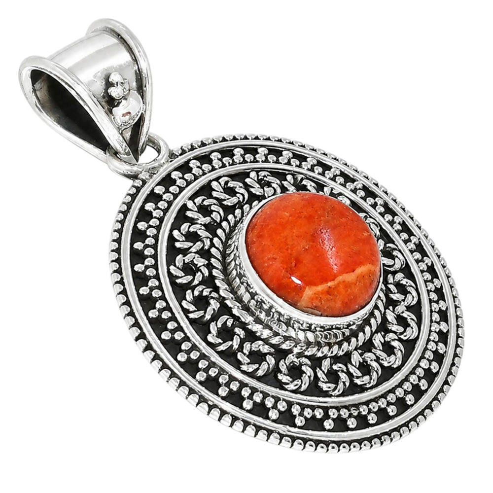 Red Sponge Coral 925 Sterling Silver Pendant Necklace Jewelry SP01146