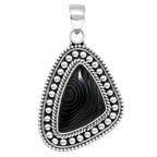 Crown Of Silver Psilomelane - Black Malachite 925 Sterling Silver Pendant Necklace Jewelry SP01150