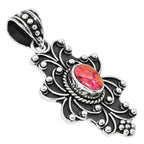 Filigree - Kingman Orange Dahlia Turquoise 925 Sterling Silver Pendant Necklace Jewelry SP01152