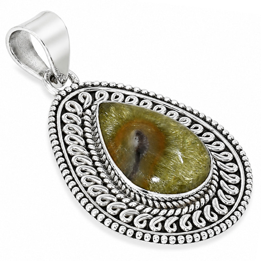 Australian Prehnite 925 Sterling Silver Pendant Necklace Jewelry SP01154