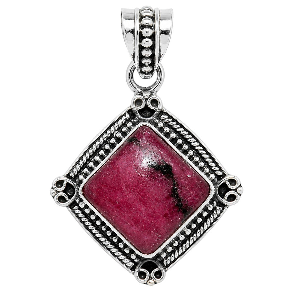 Rhodonite 925 Sterling Silver Pendant Necklace Jewelry SP01156