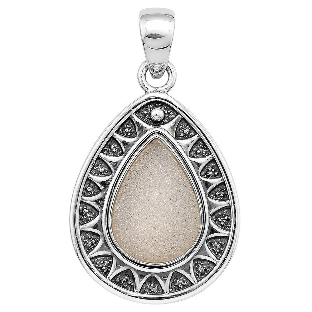 White Druzy 925 Sterling Silver Pendant Necklace Jewelry SP01159