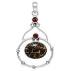 Turtella Jasper and Hessonite Garnet 925 Sterling Silver Pendant Necklace Jewelry SP01162