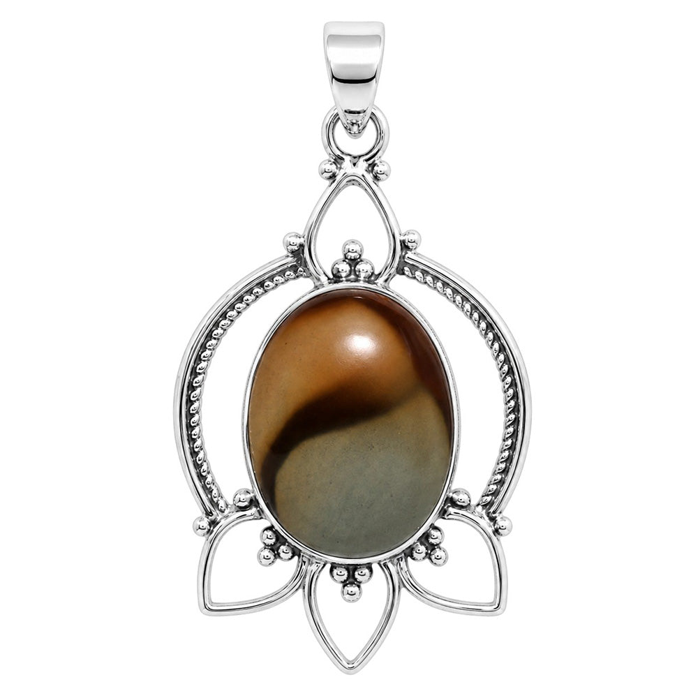 Polygram Jasper 925 Sterling Silver Pendant Necklace Jewelry SP01164