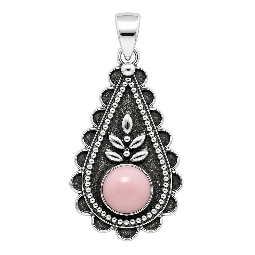 Pink Opal 925 Sterling Silver Pendant Necklace Jewelry SP01165
