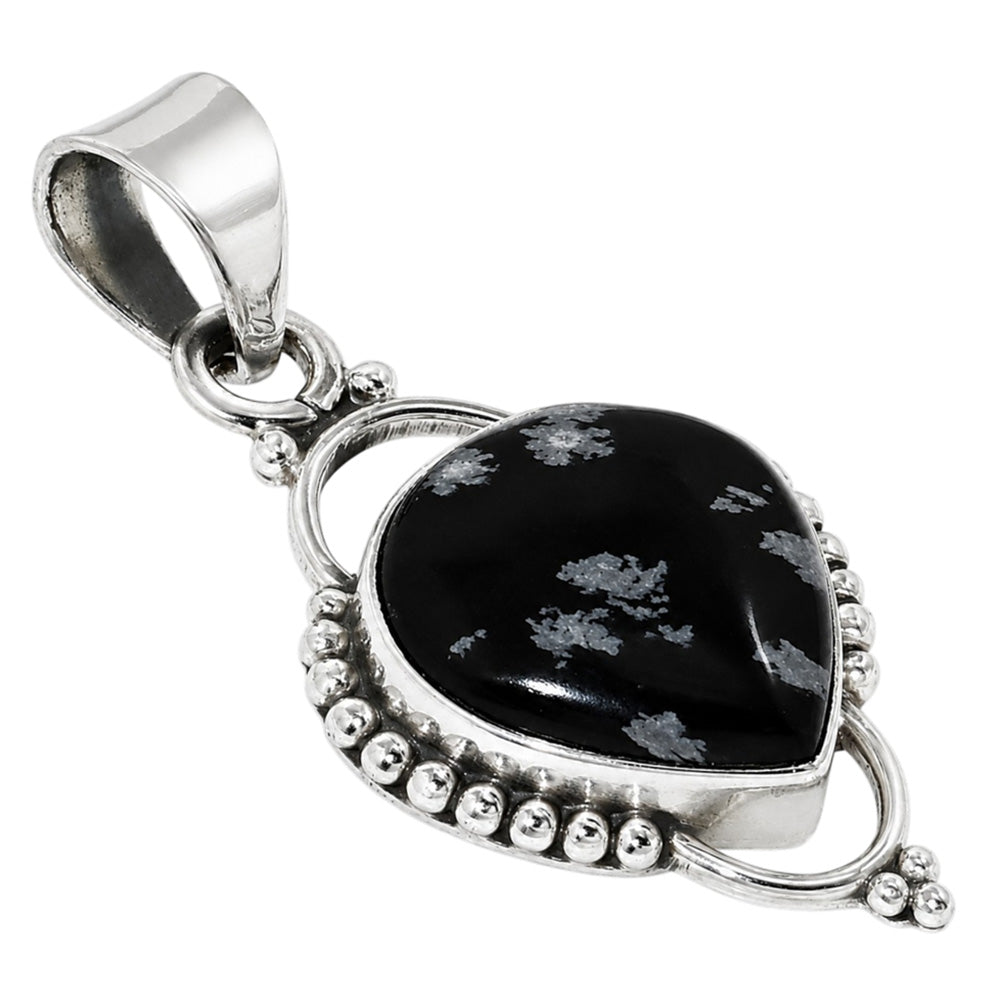 Snow Flake Obsidian 925 Sterling Silver Pendant Necklace Jewelry SP01169