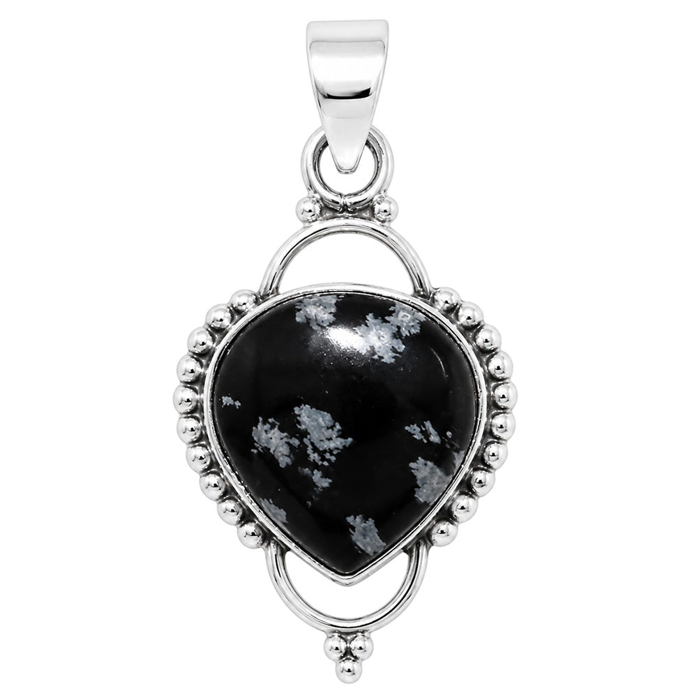 Snow Flake Obsidian 925 Sterling Silver Pendant Necklace Jewelry SP01169