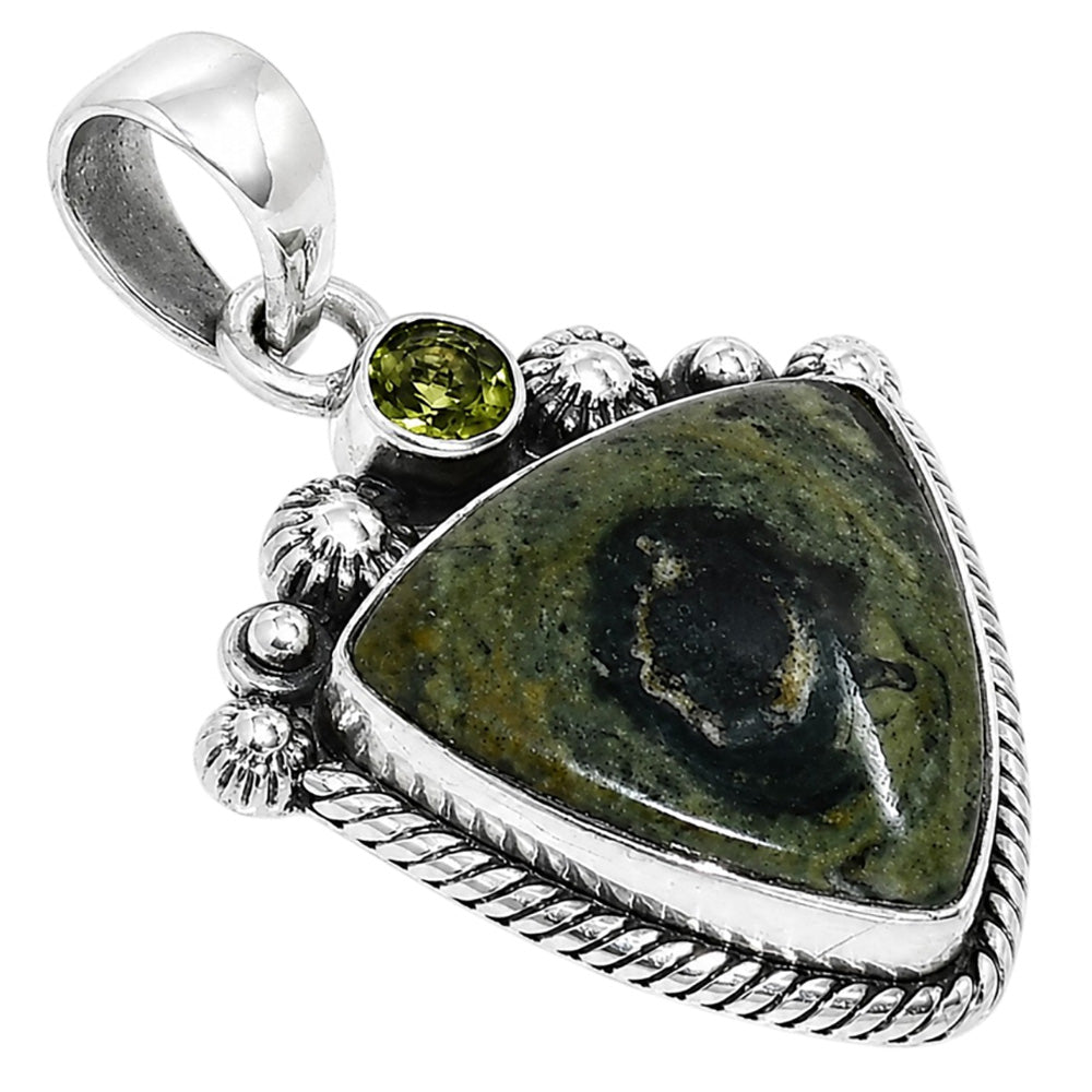 Star Galaxy Jasper and Peridot 925 Sterling Silver Pendant Necklace Jewelry SP01172