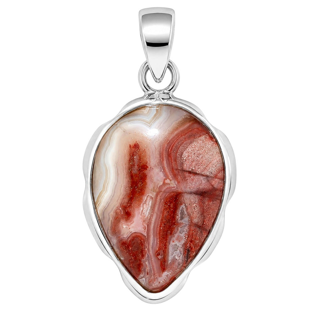 Laguna Lace Agate 925 Sterling Silver Pendant Necklace Jewelry SP01174