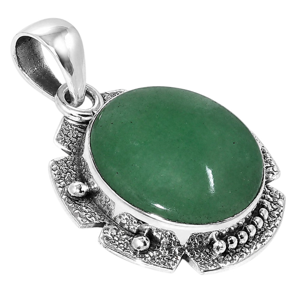 Green Aventurine 925 Sterling Silver Pendant Necklace Jewelry SP01175