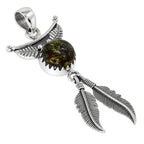 Feather - Dragon Blood Stone 925 Sterling Silver Pendant Necklace Jewelry SP01183