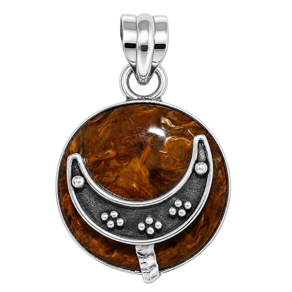Crescent Moon - Pietersite 925 Sterling Silver Pendant Necklace Jewelry SP01184