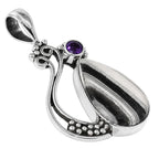 Prairie Agate and Amethyst 925 Sterling Silver Pendant Necklace Jewelry SP01186