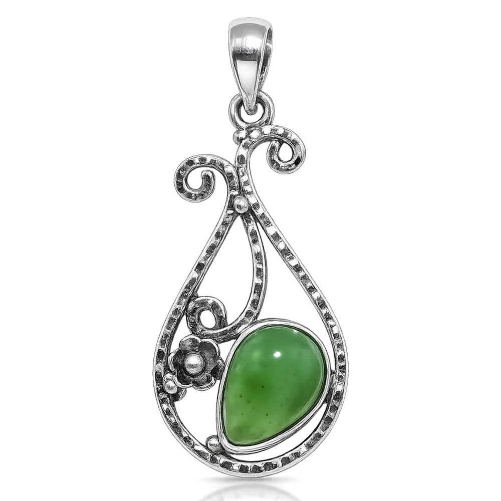 Green Aventurine 925 Sterling Silver Pendant Necklace Jewelry SP01187