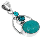 Paraiba Amazonite and Copper Blue Turquoise 925 Sterling Silver Pendant Necklace Jewelry SP01190