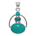Paraiba Amazonite and Copper Blue Turquoise 925 Sterling Silver Pendant Necklace Jewelry SP01190